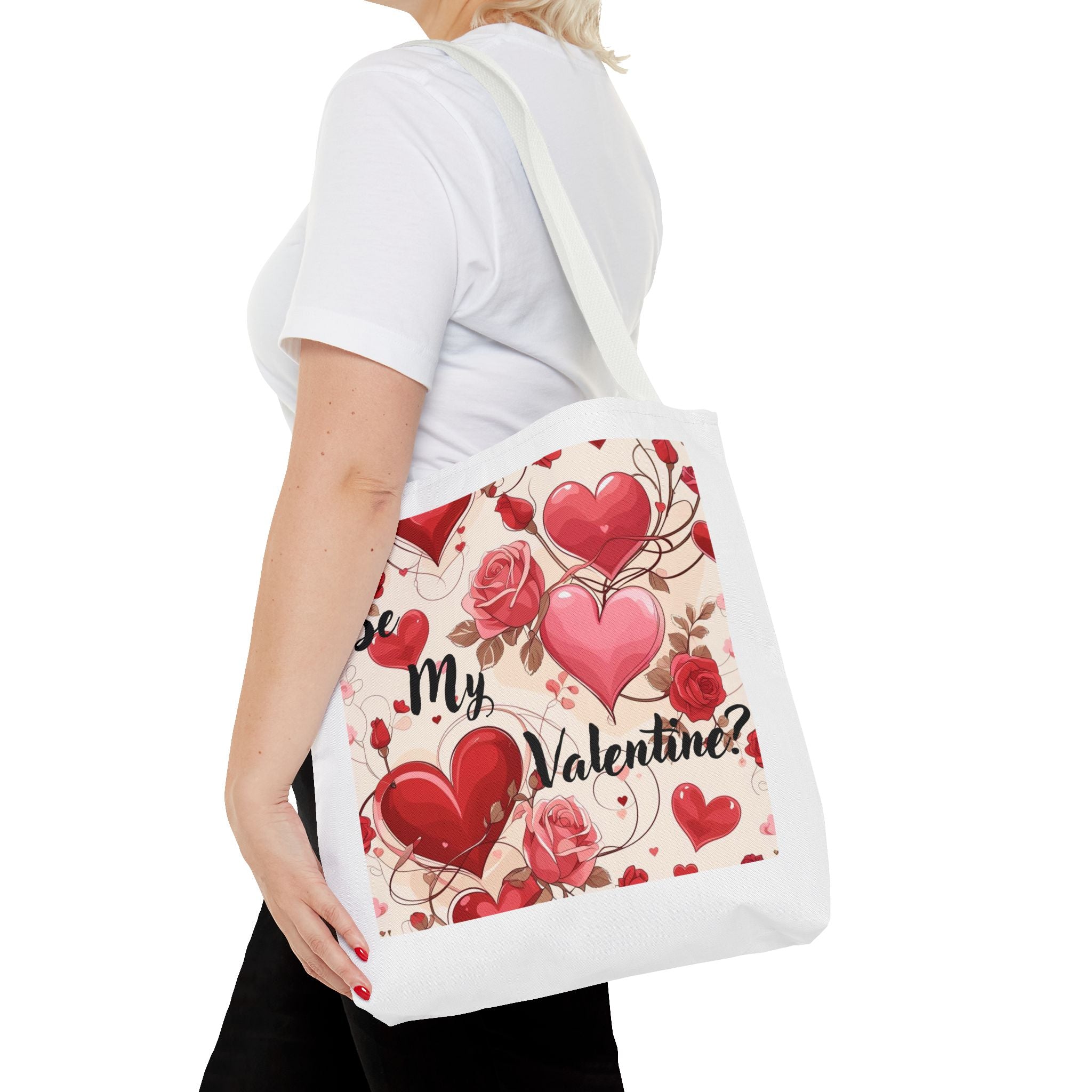 Valentine Heart Roses Tote Bag – "Be My Valentine" All-Over Print