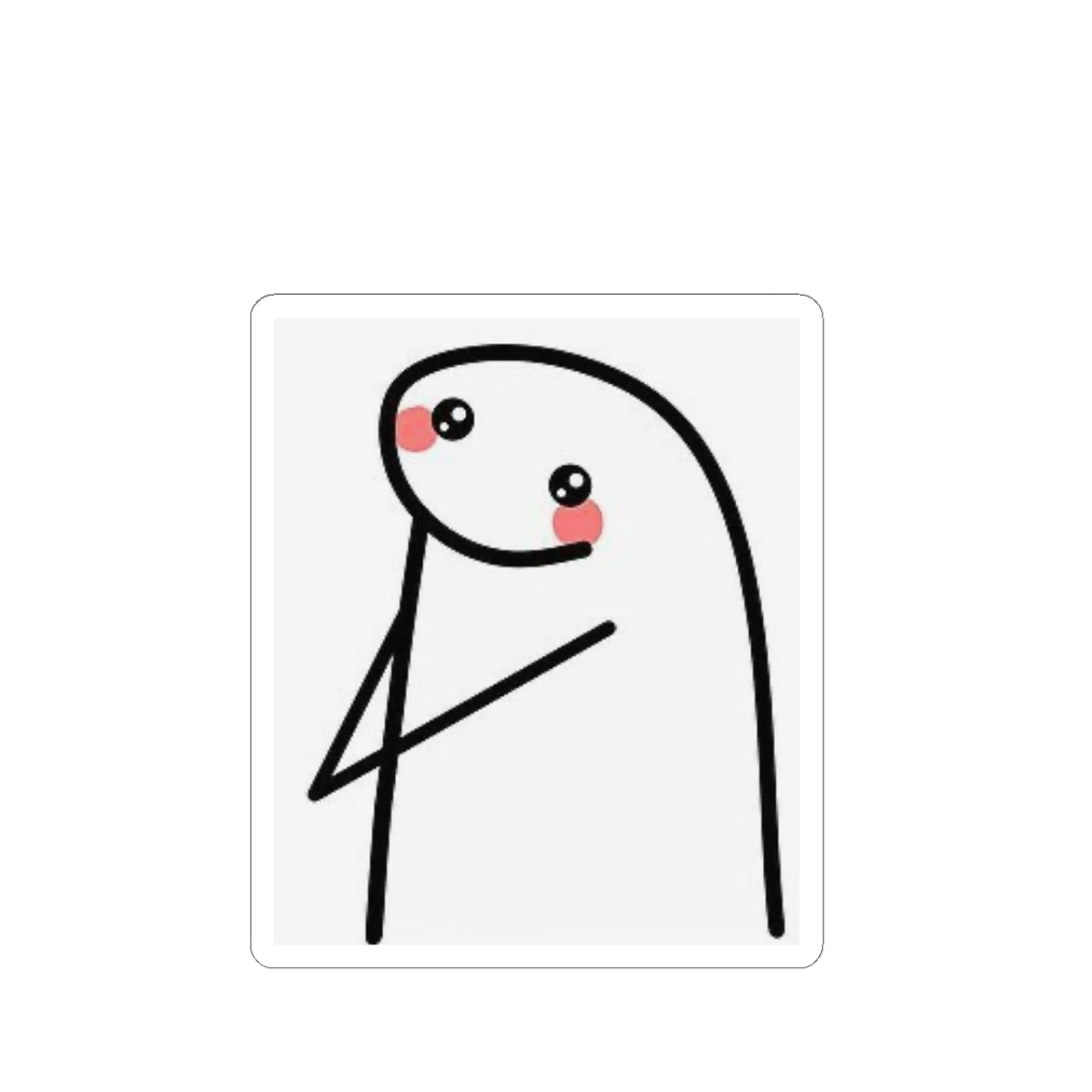 Cute Blush Stick Figure Sticker — Shy Smiling Character Kiss-Cut Decal