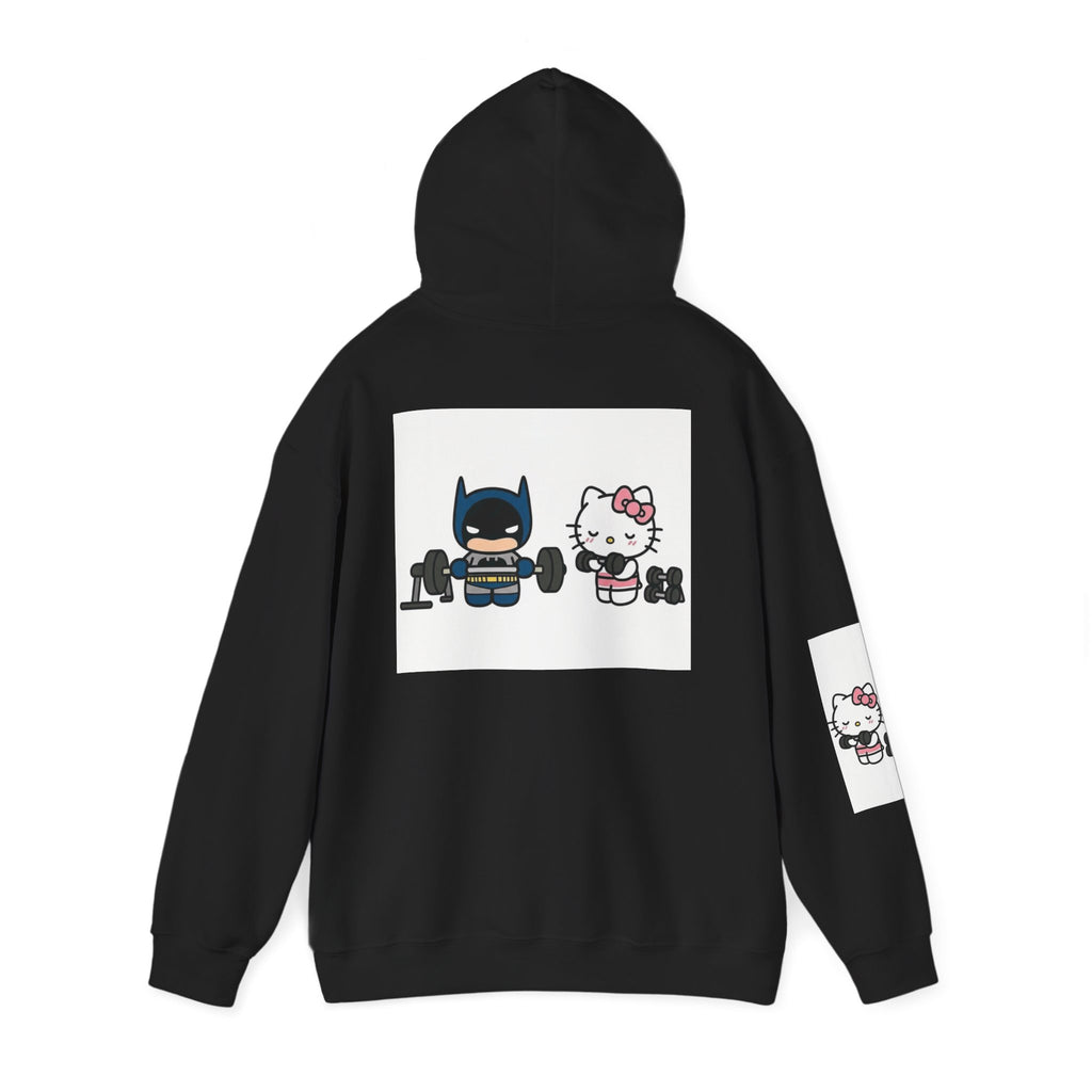 Hello Kitty & Batman Weightlifting Hoodie — Cute Gym Partner Pullover