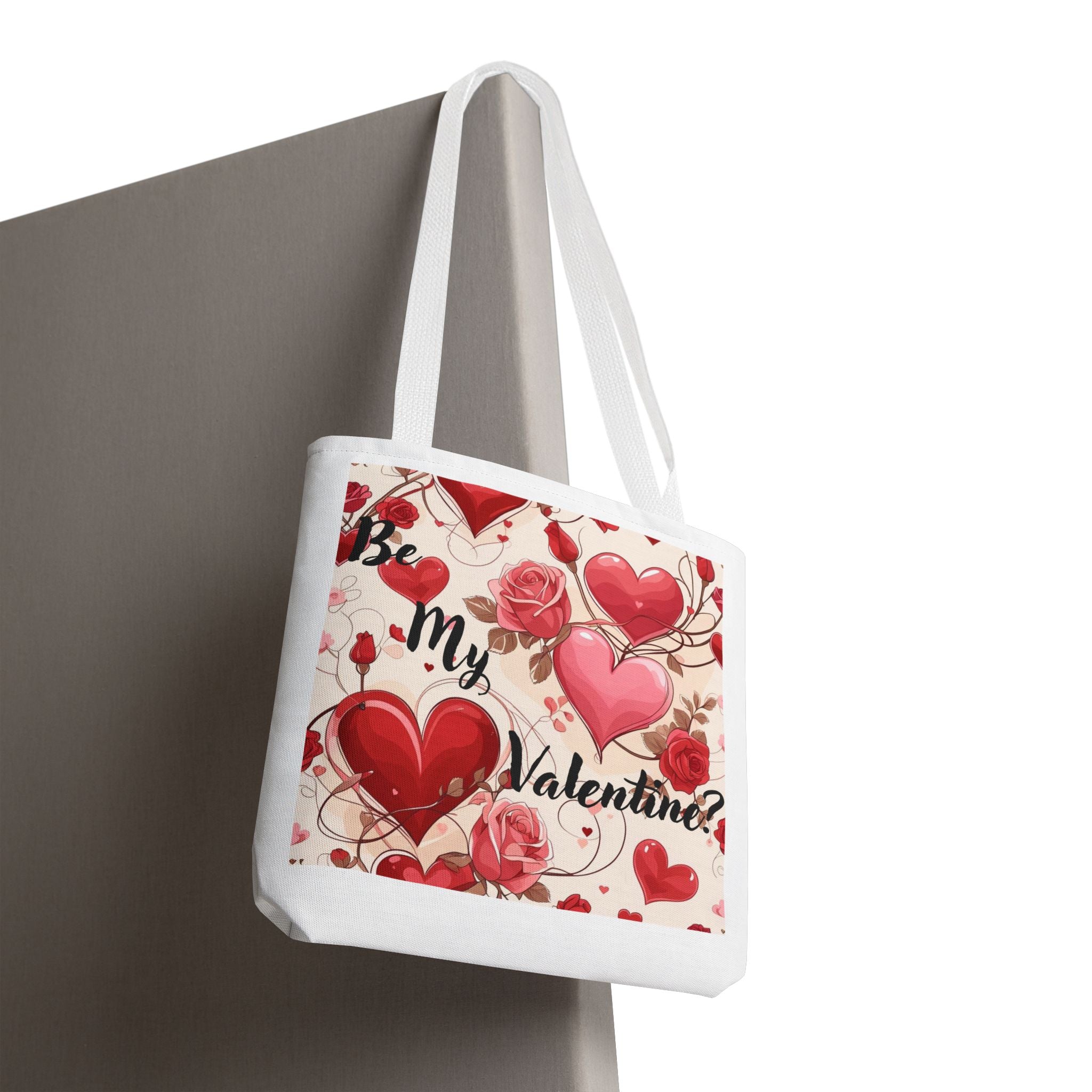 Valentine Heart Roses Tote Bag – "Be My Valentine" All-Over Print