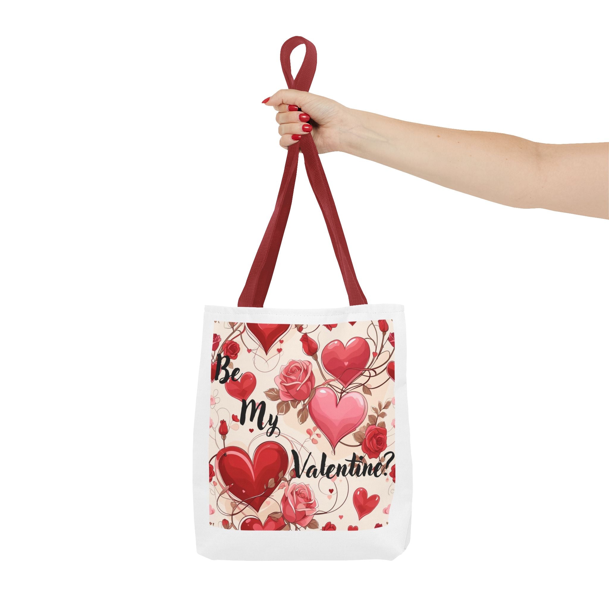 Valentine Heart Roses Tote Bag – "Be My Valentine" All-Over Print