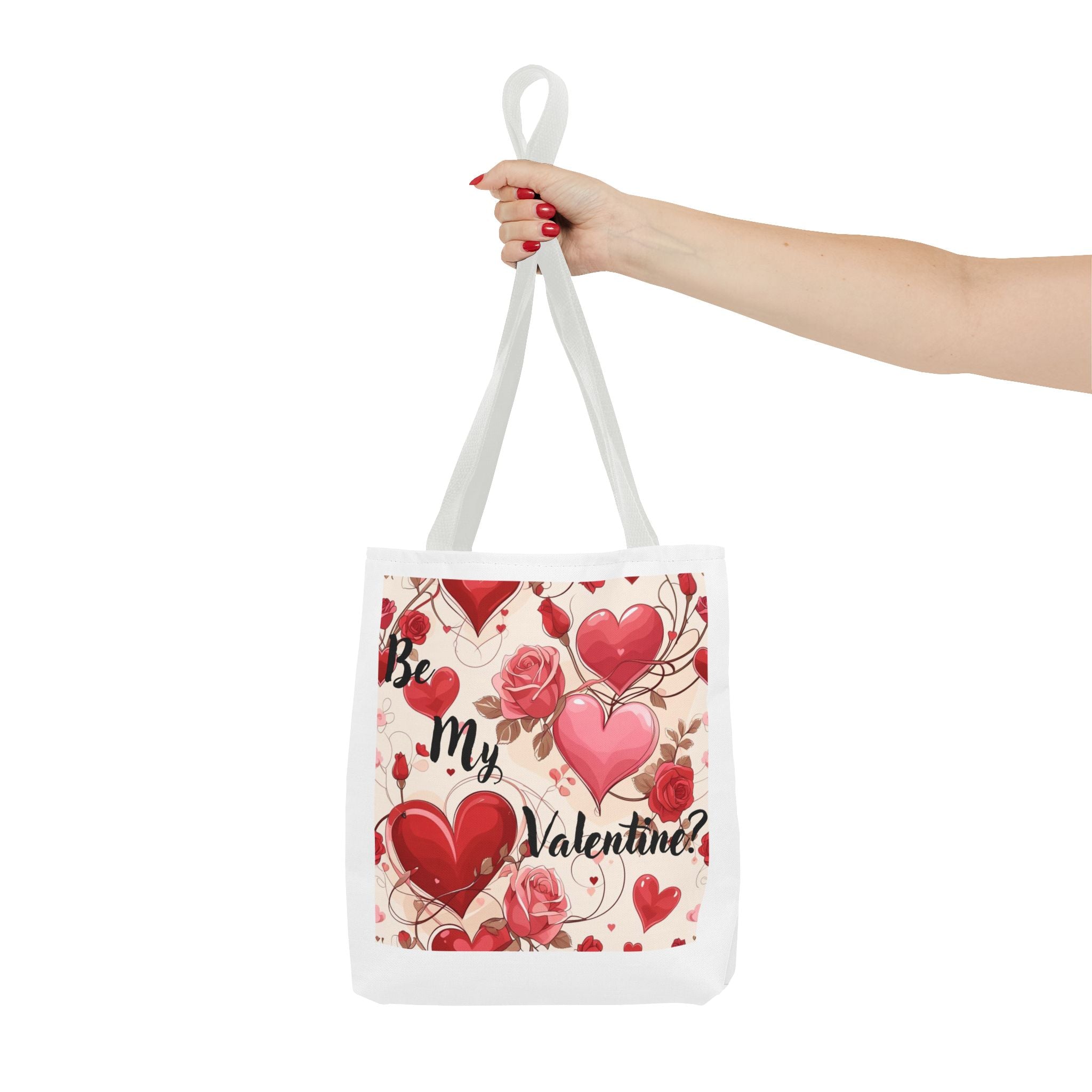 Valentine Heart Roses Tote Bag – "Be My Valentine" All-Over Print
