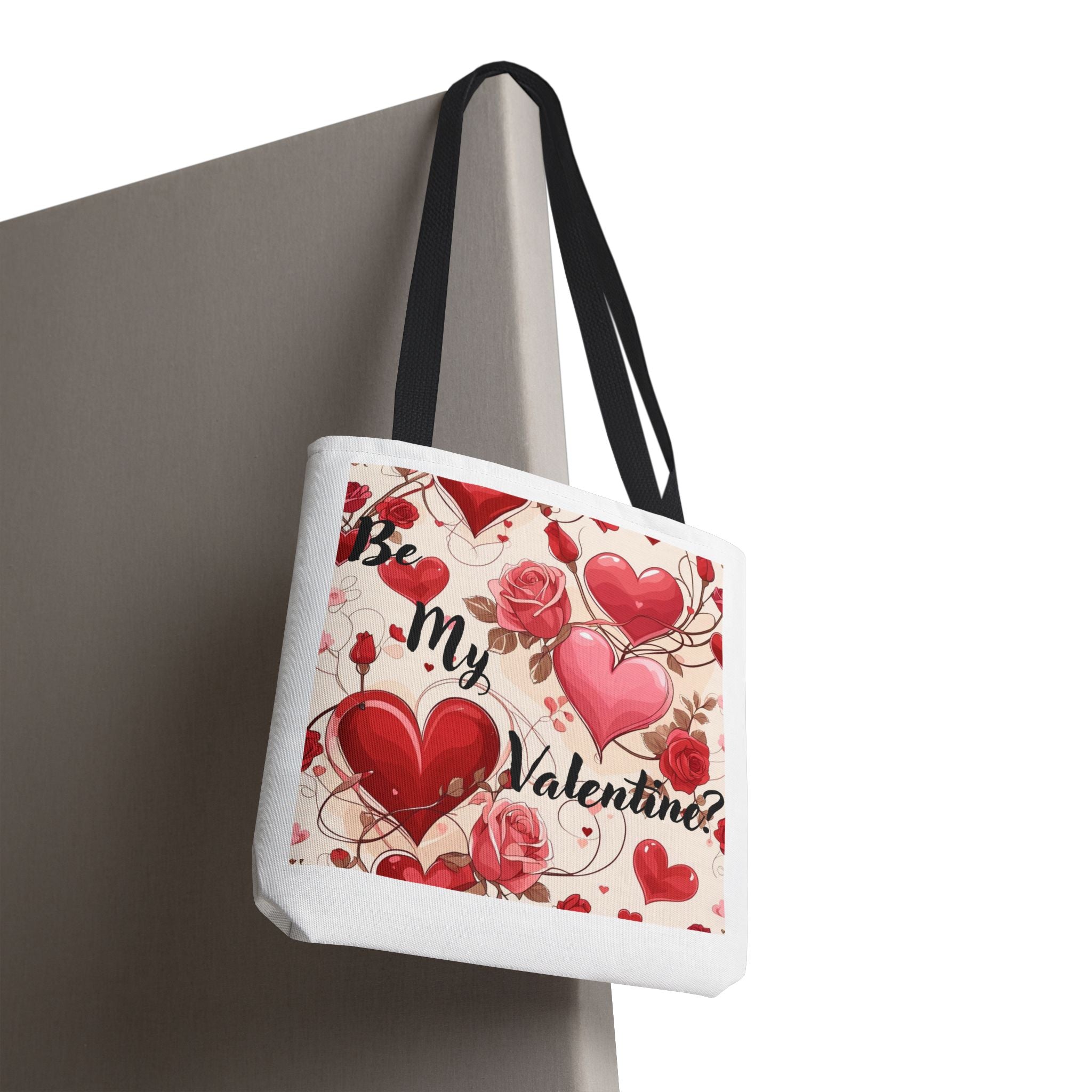 Valentine Heart Roses Tote Bag – "Be My Valentine" All-Over Print