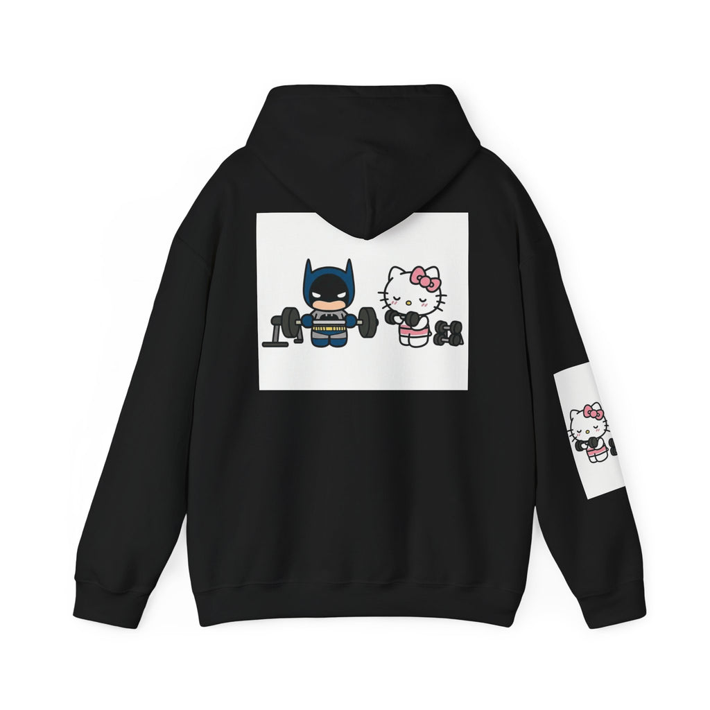 Hello Kitty & Batman Weightlifting Hoodie — Cute Gym Partner Pullover
