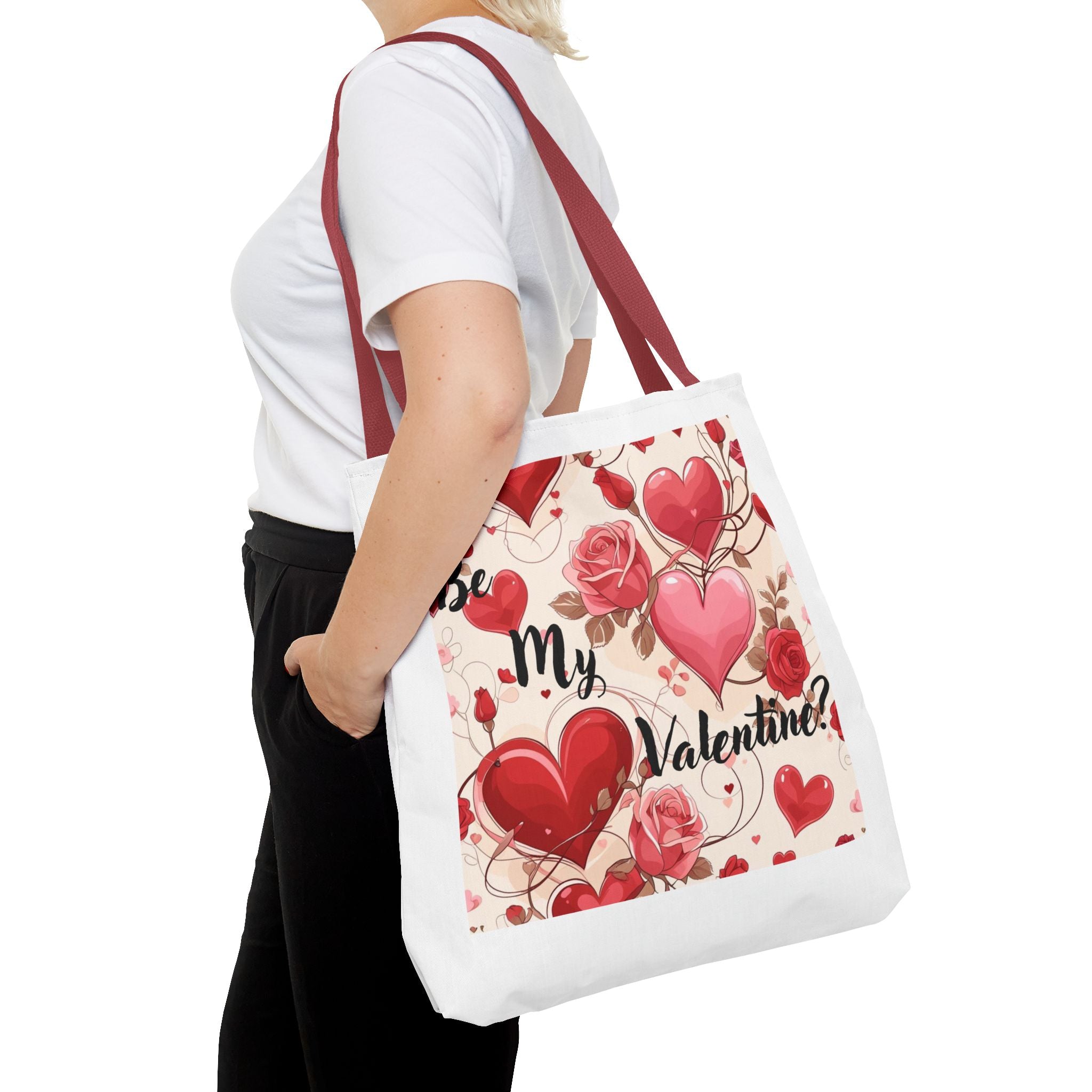 Valentine Heart Roses Tote Bag – "Be My Valentine" All-Over Print