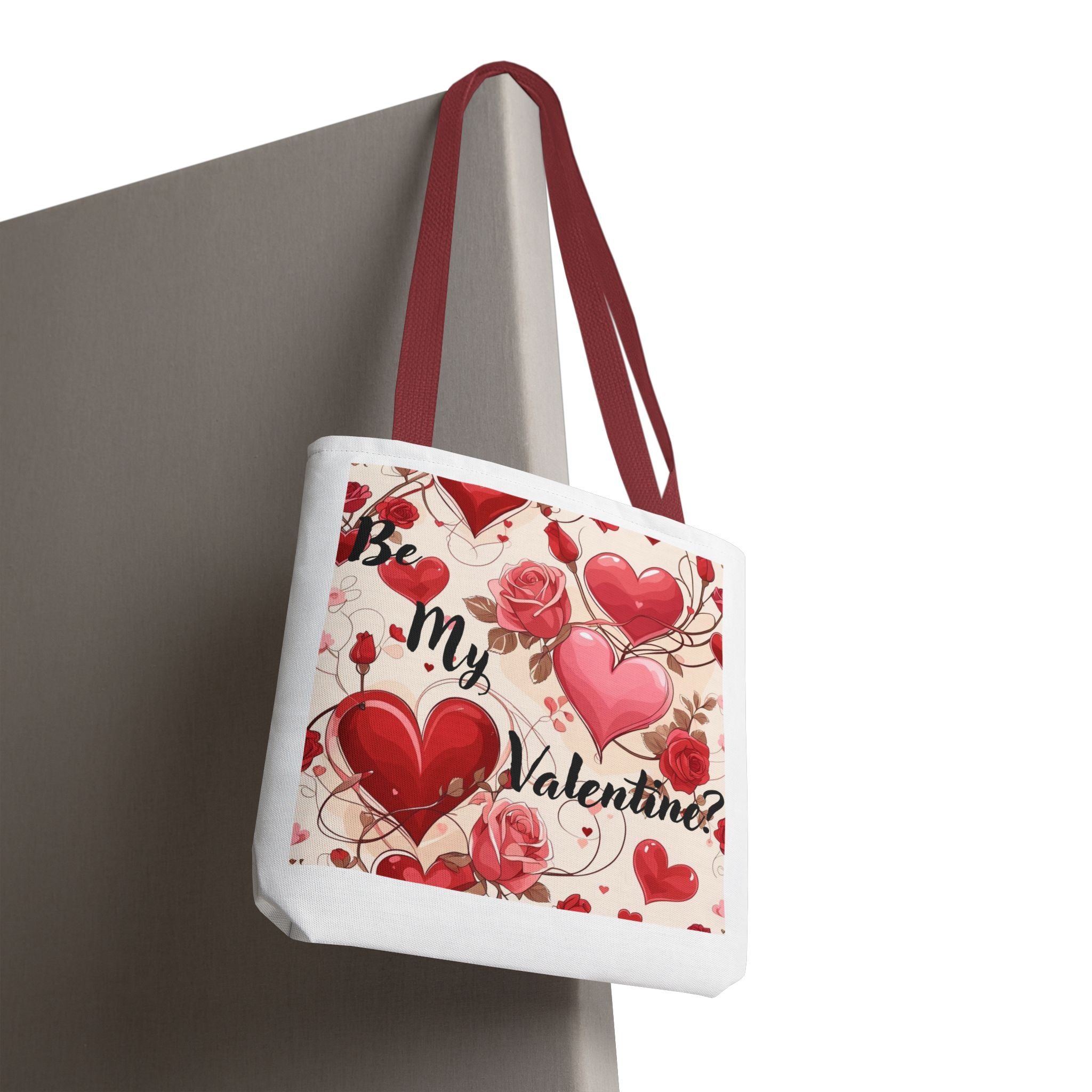 Valentine Heart Roses Tote Bag – "Be My Valentine" All-Over Print