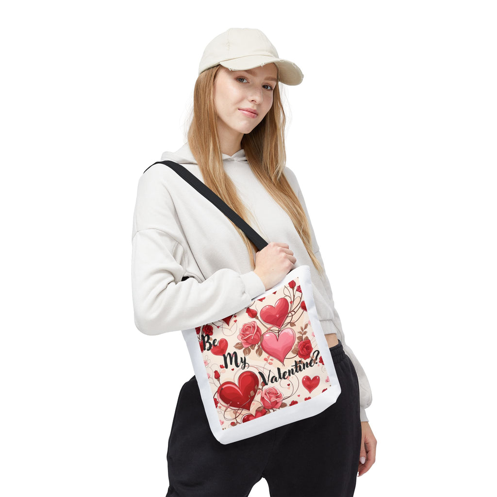 Valentine Heart Roses Tote Bag – "Be My Valentine" All-Over Print