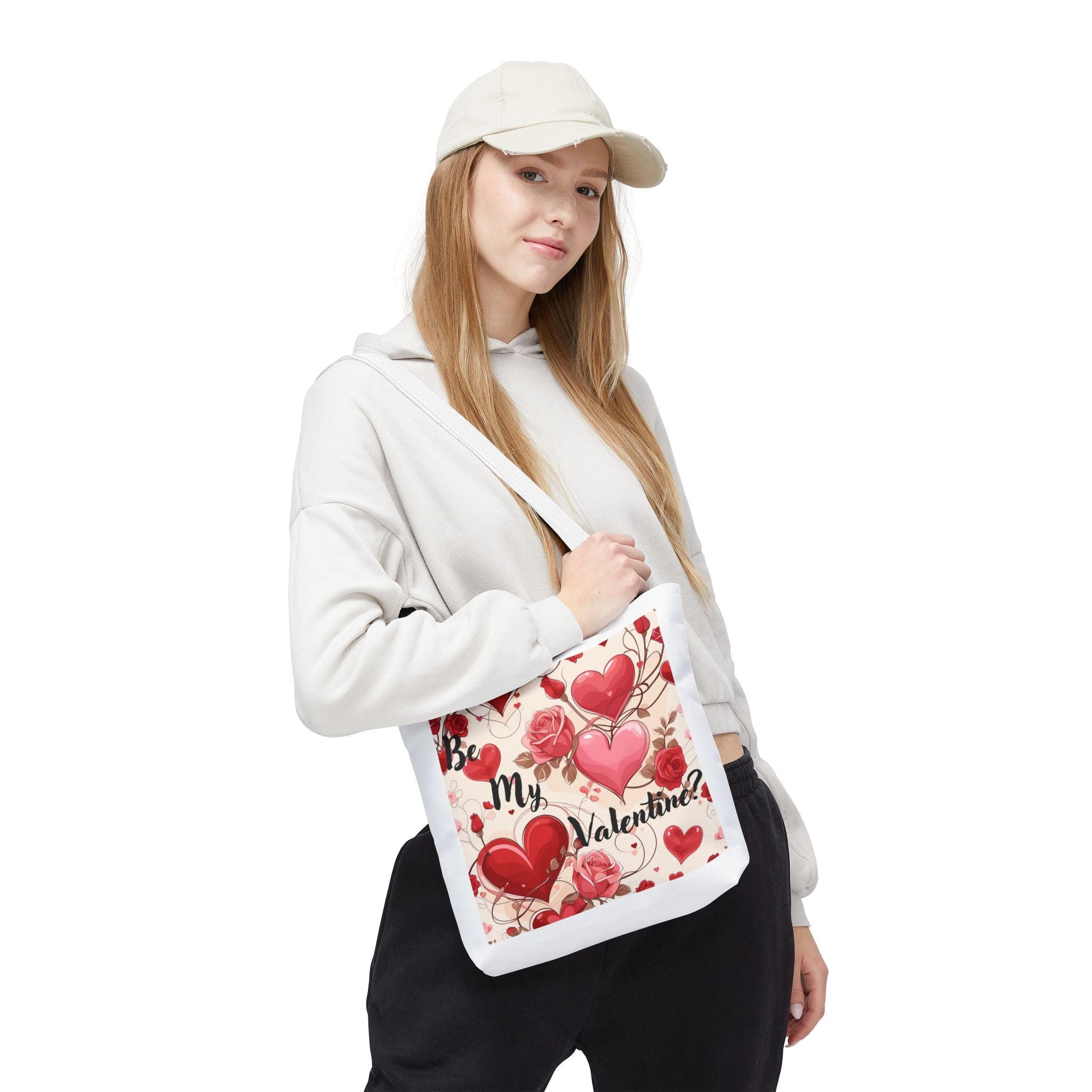 Valentine Heart Roses Tote Bag – "Be My Valentine" All-Over Print