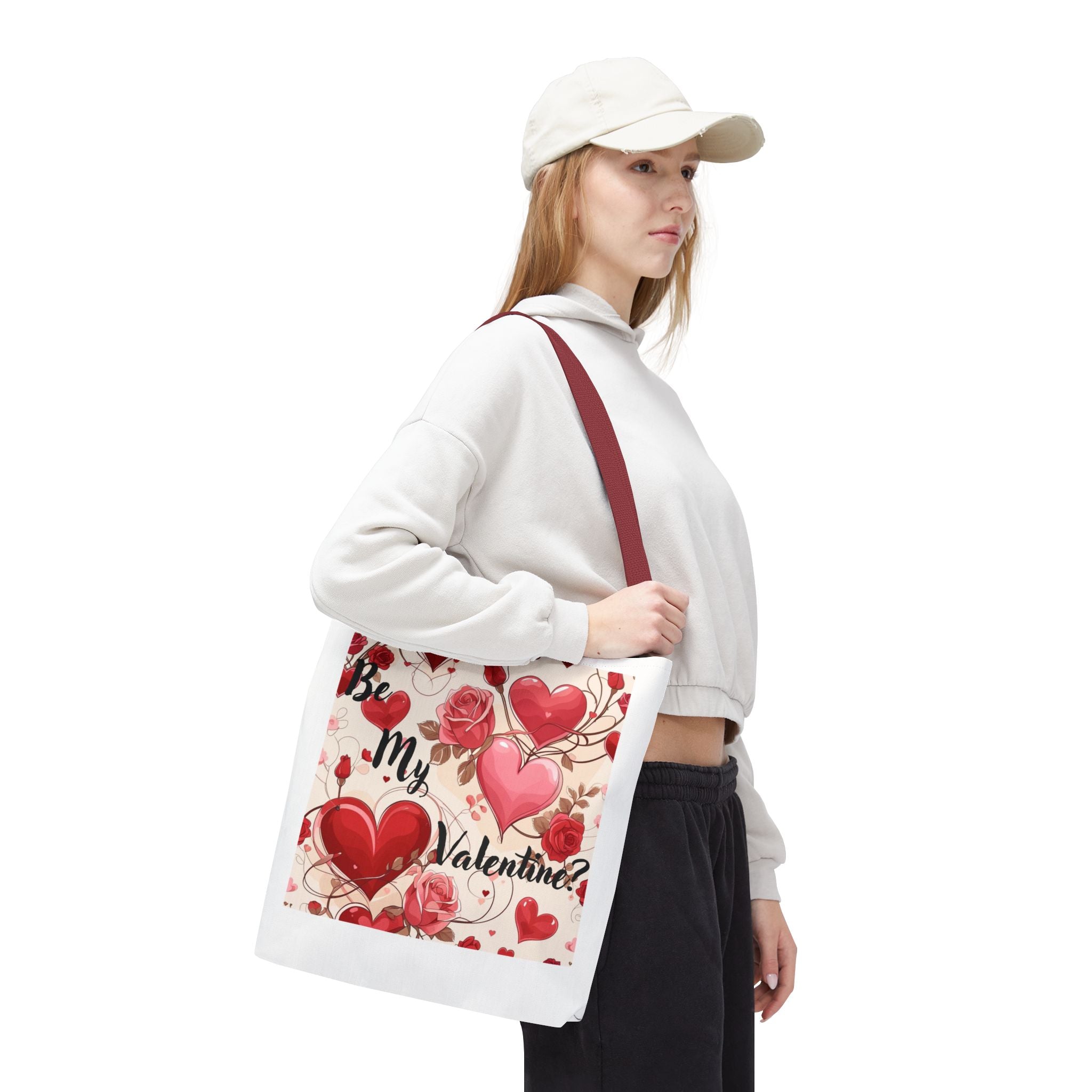 Valentine Heart Roses Tote Bag – "Be My Valentine" All-Over Print