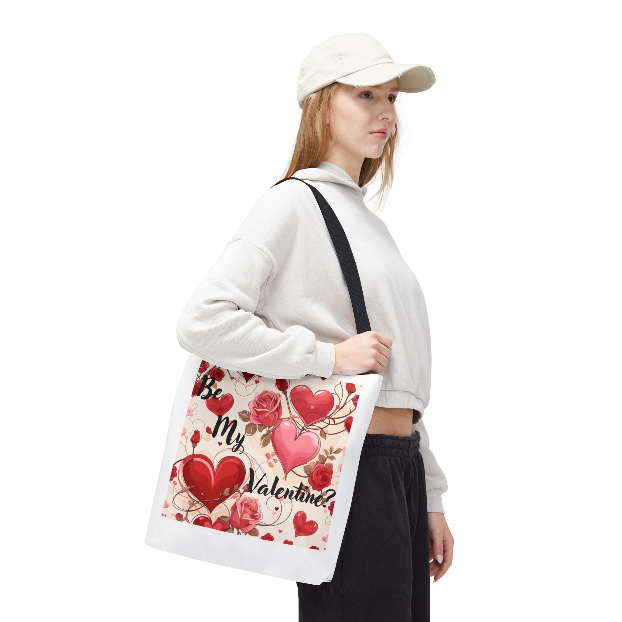 Valentine Heart Roses Tote Bag – "Be My Valentine" All-Over Print