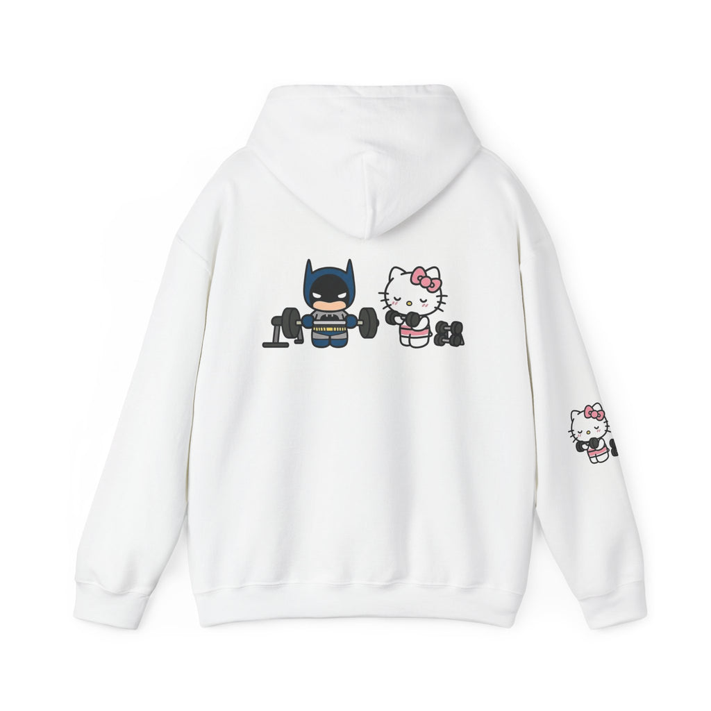 Hello Kitty & Batman Weightlifting Hoodie — Cute Gym Partner Pullover