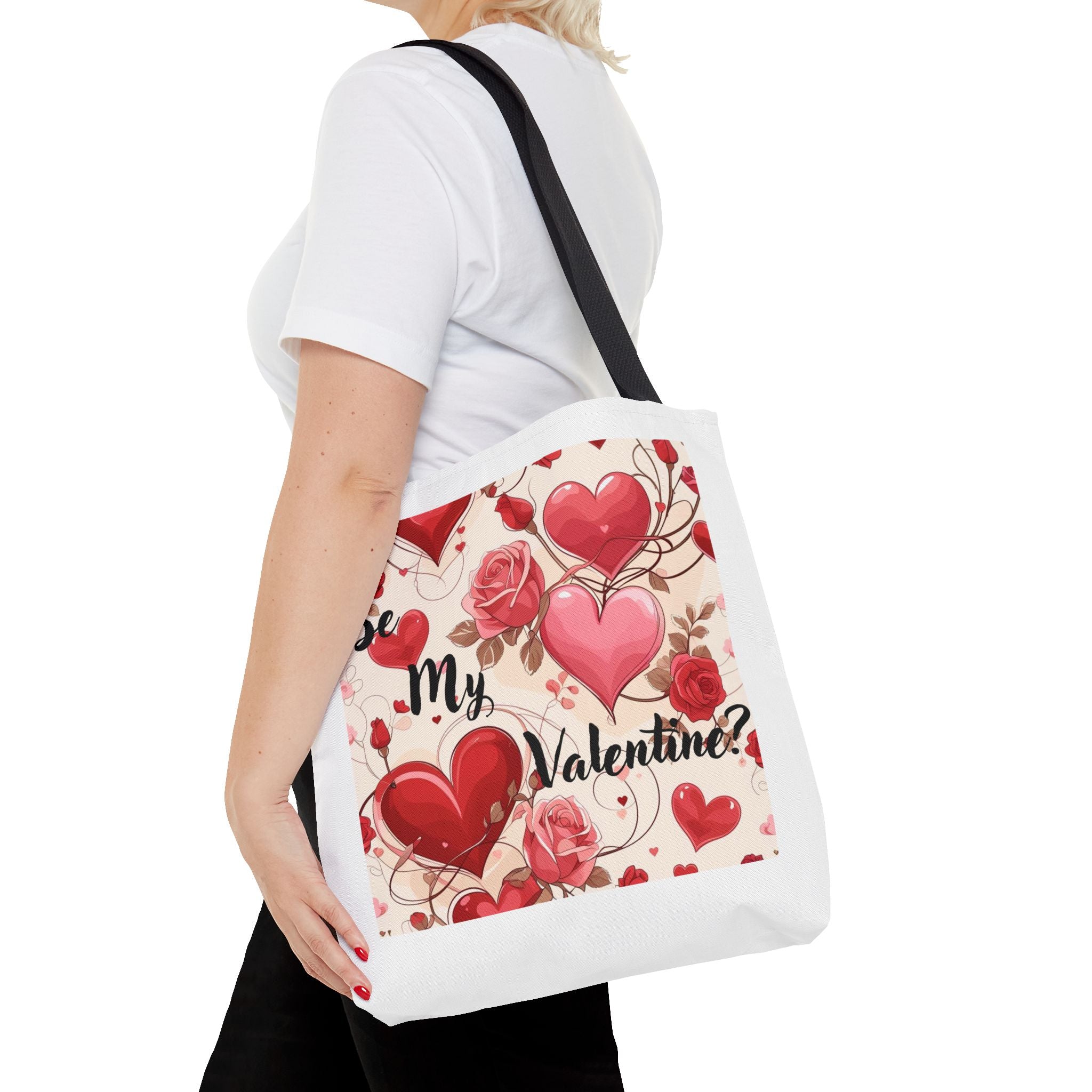 Valentine Heart Roses Tote Bag – "Be My Valentine" All-Over Print
