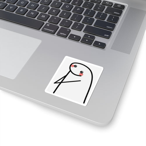 Cute Blush Stick Figure Sticker — Shy Smiling Character Kiss-Cut Decal