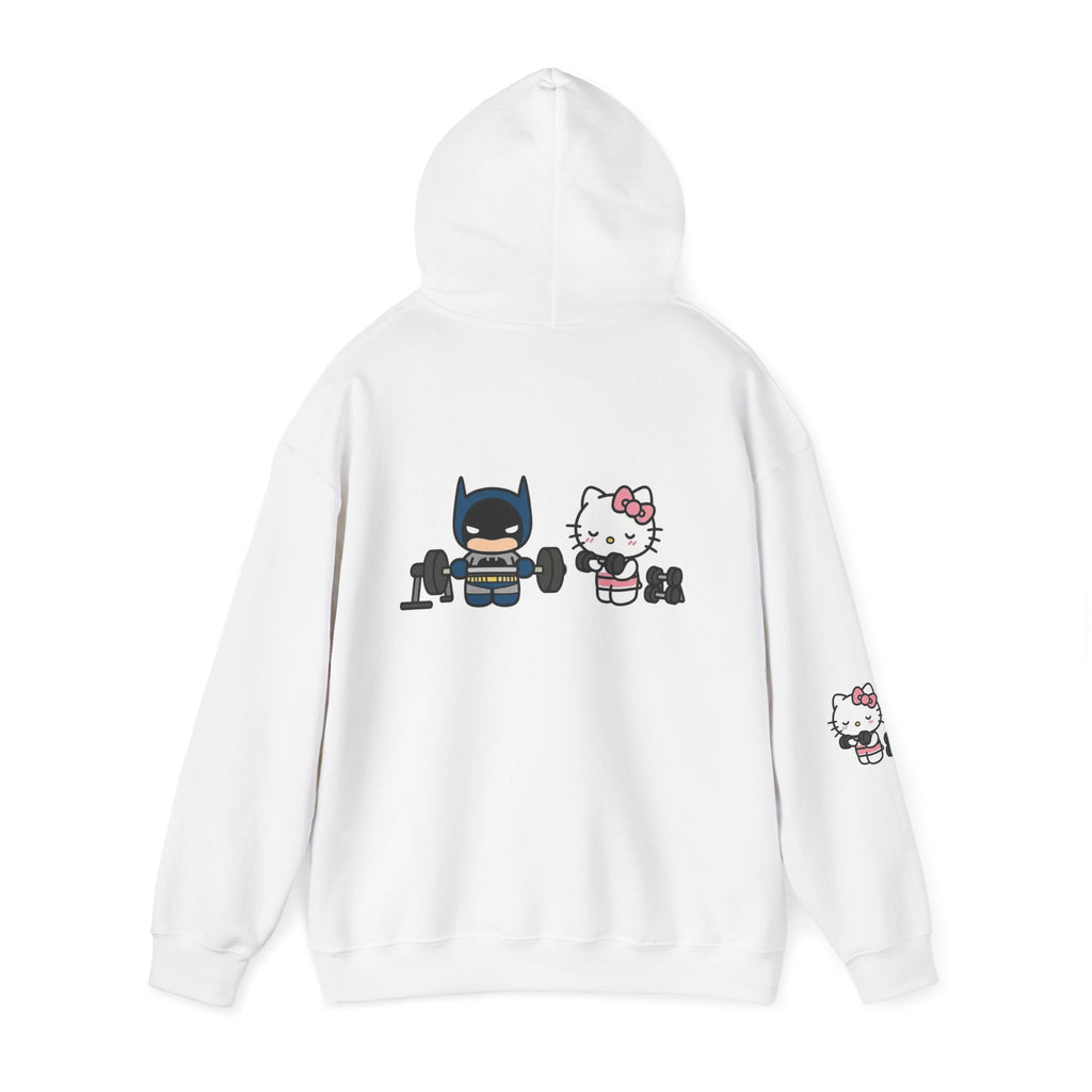 Hello Kitty & Batman Weightlifting Hoodie — Cute Gym Partner Pullover