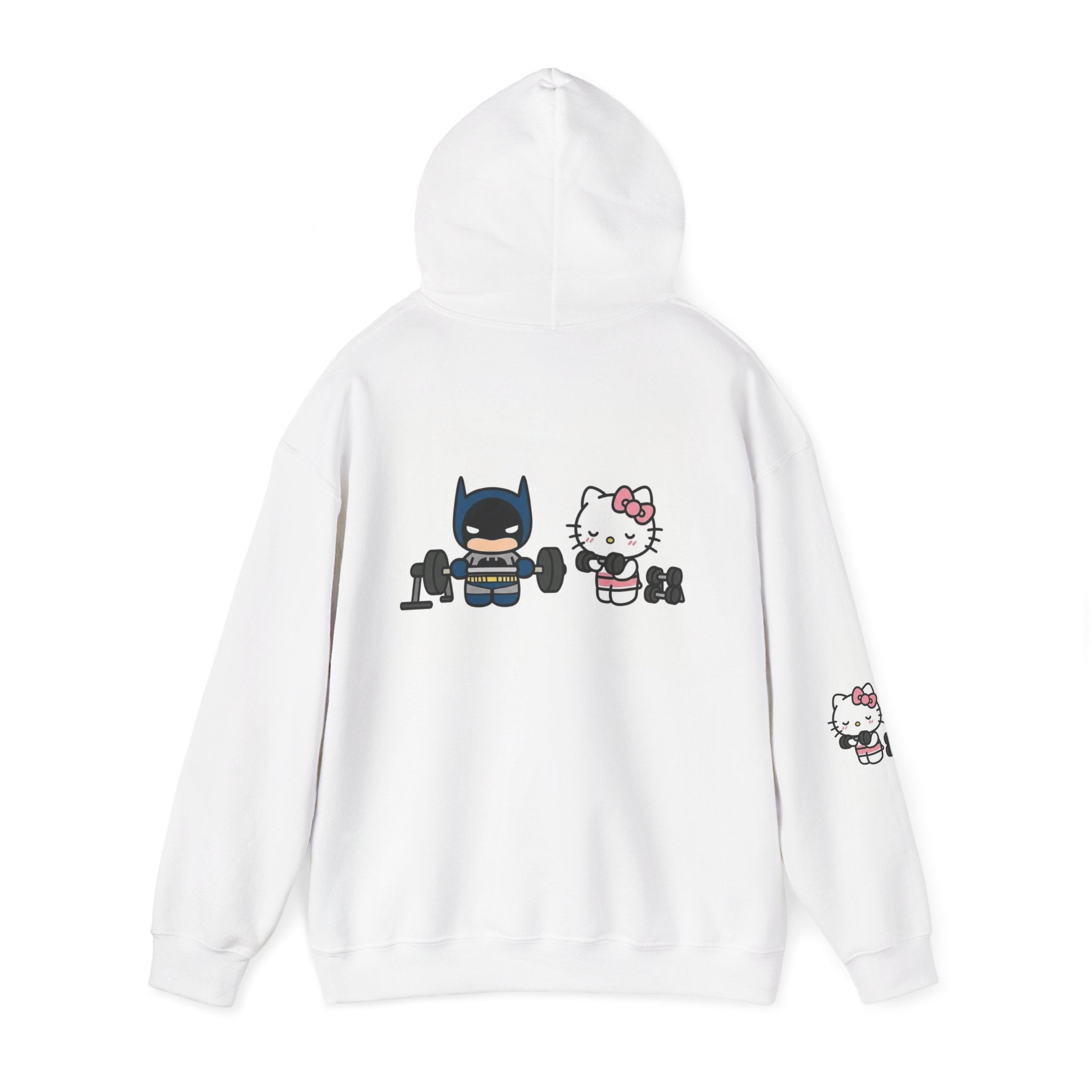 Hello Kitty & Batman Weightlifting Hoodie — Cute Gym Partner Pullover