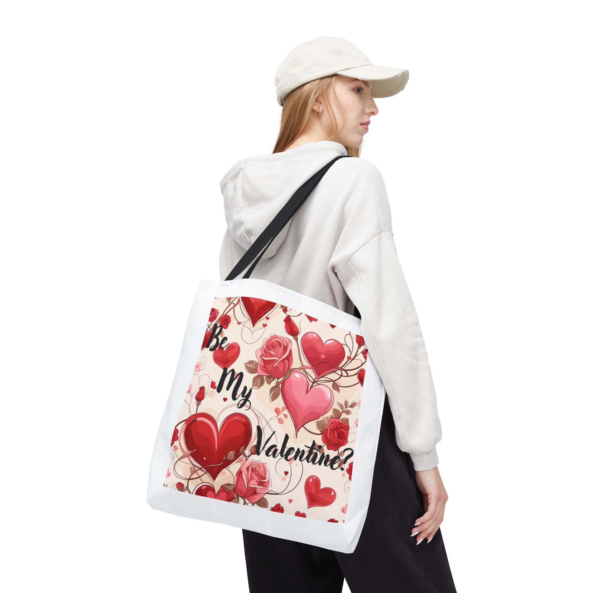 Valentine Heart Roses Tote Bag – "Be My Valentine" All-Over Print